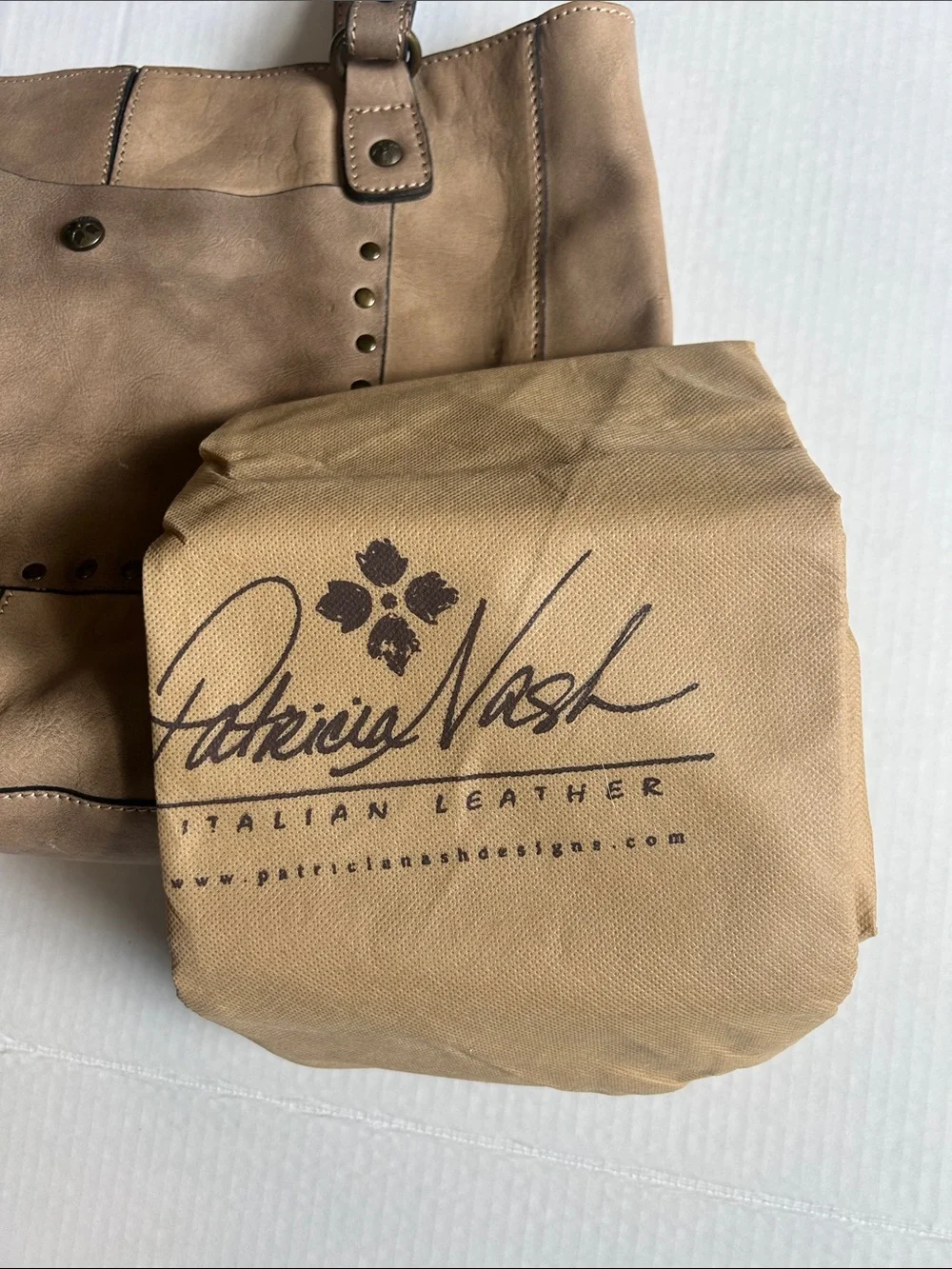 PATRICIA NASH Italian Leather Studded Tote Bag